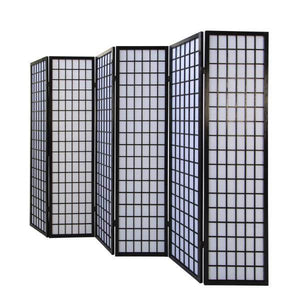 6fach Holz Paravent Raumteiler Shoji Wand schwarz !NEU!