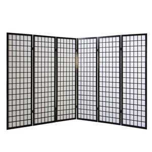 6fach Holz Paravent Raumteiler Shoji Wand schwarz !NEU!