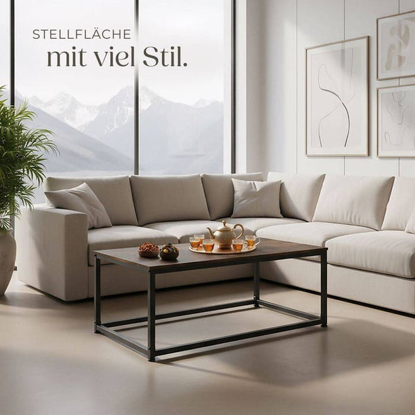 Couchtisch Lynch Industrial Holz dunkel, rustikal