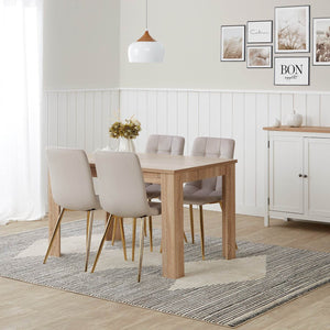 Esstisch mit 4 Stühlen Set 120x80 cm Samt Natur Creme