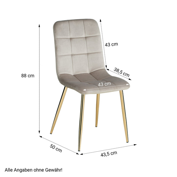 Essgruppe 2er-Set Polsterstühle Creme Samt ohne Armlehne Esstisch Weiss 90 x 60 cm