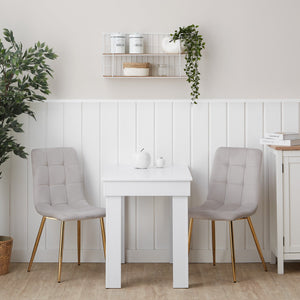 Essgruppe 2er-Set Polsterstühle Creme Samt ohne Armlehne Esstisch Weiss 90 x 60 cm
