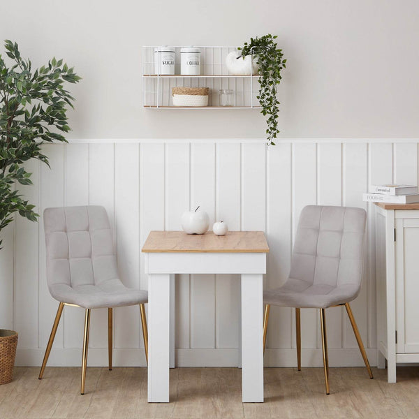 Esstisch mit 2 Stühlen Essgruppe Set Weiss Modern 90x60 cm