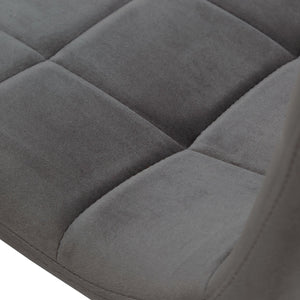 Essgruppe | 2er-Set Polsterstühle Grau Samt ohne Armlehne | Esstisch Weiss 90 x 60 cm