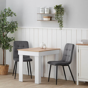 Esstisch mit 2 Stühlen Set Essgruppe 90x60 cm Weiss Grau