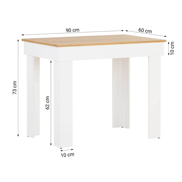Esstisch mit 2 Stühlen Set Essgruppe 90x60 cm Weiss Grau