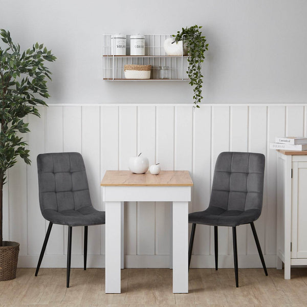 Esstisch mit 2 Stühlen Set Essgruppe 90x60 cm Weiss Grau