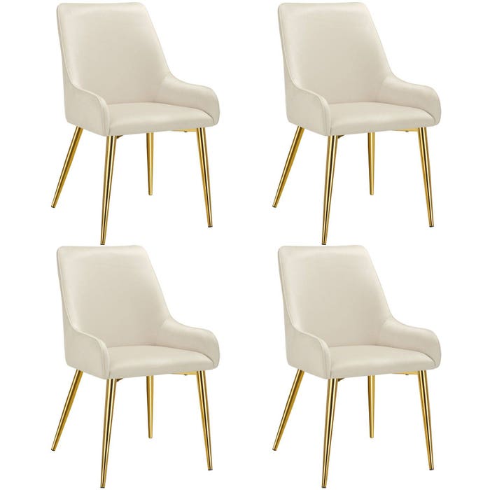 Fauteuil rembourré Avane, aspect velours, capacité de charge 120 kg, beige, lot de 4