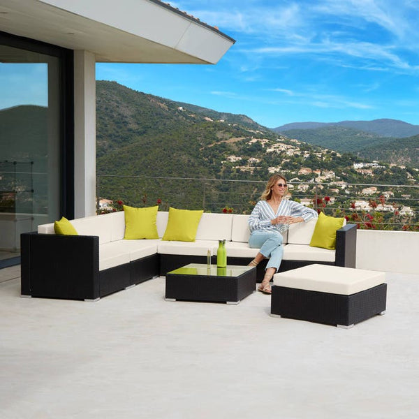 Rattan Loungeset Marbella - schwarz