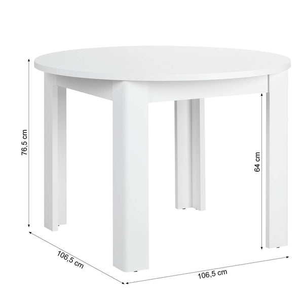 Esstisch Rund Ø 106 cm Holz Weiss