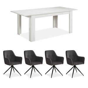 Esstisch mit 4 Stühlen Set Essgruppe Shabby Weiss 160x90 cm
