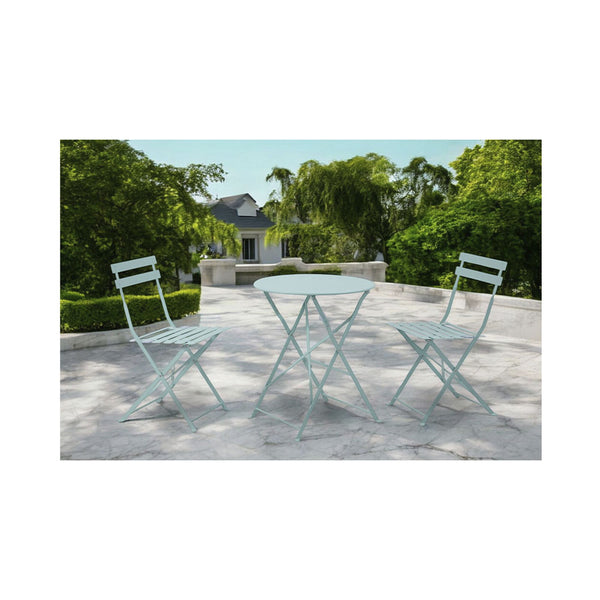 dameco Bistro Set Metall Gartentisch und 2 Stühle türkis matt