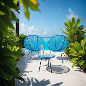 2 Gartenstühle Santana mit Tisch blau