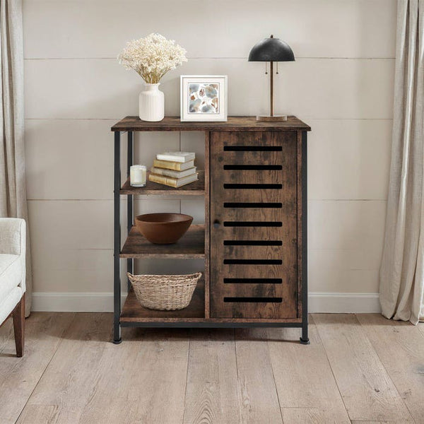 Sideboard 71x32x82cm Industrial dunkelbraun Türanschlag rechts