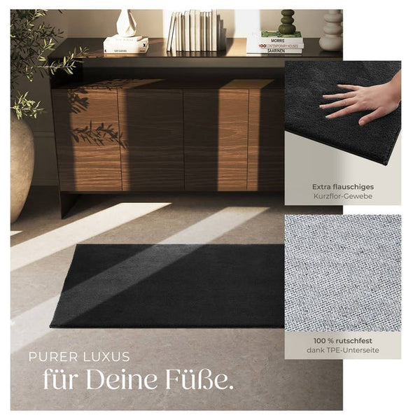 Tapis à poils courts Soft Zone noir 80 x 150 cm 