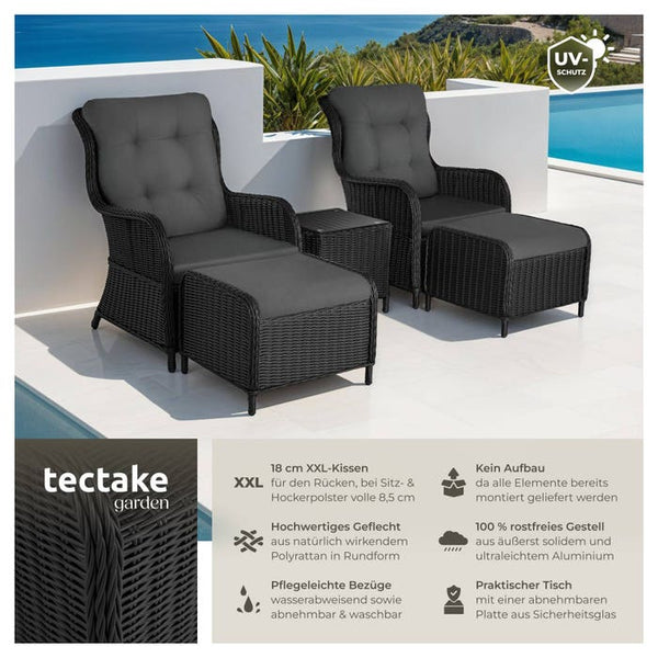 Rattan Sitzgruppe Benissa schwarz/grau