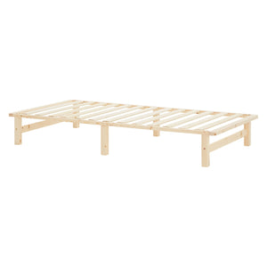 Palettenbett 100x200 cm Natur | Einzelbett | mit Lattenrost | Holz | Kind Jugend Gast
