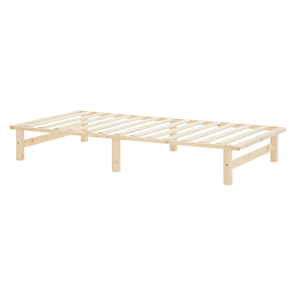 Palettenbett 100x200 cm Natur | Einzelbett | mit Lattenrost | Holz | Kind Jugend Gast