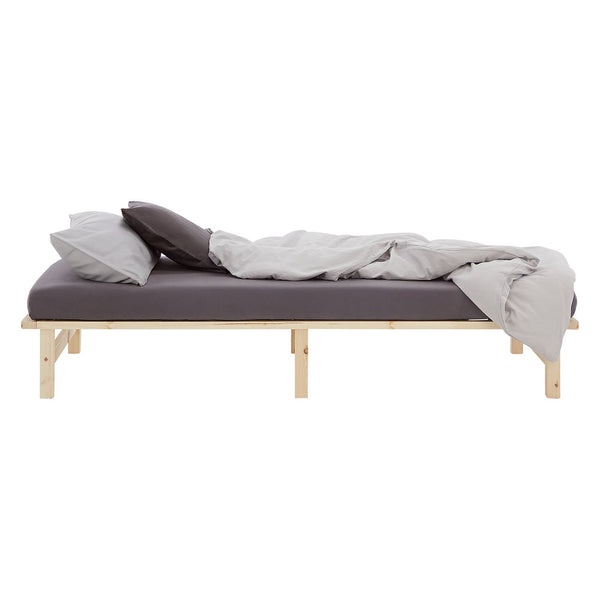 Palettenbett 100x200 cm Natur | Einzelbett | mit Lattenrost | Holz | Kind Jugend Gast