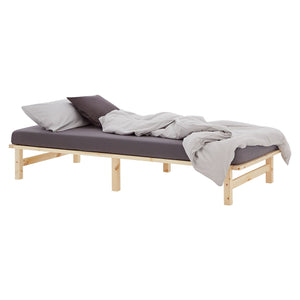 Palettenbett 100x200 cm Natur | Einzelbett | mit Lattenrost | Holz | Kind Jugend Gast