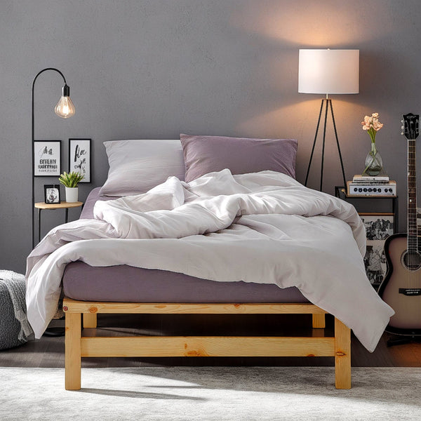 Palettenbett 100x200 cm Natur | Einzelbett | mit Lattenrost | Holz | Kind Jugend Gast