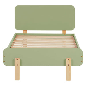 Kinderbett 90x200 cm mit Matratze & Lattenrost Jugendbett Grün