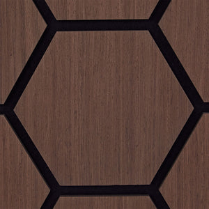 4er Set Akustikpaneele Wandpaneele Hexagon Wabe 76 x 62 cm Braun Walnuss Holz 3D
