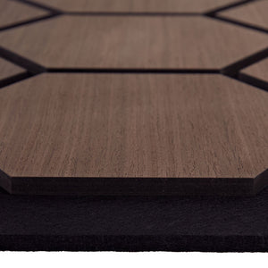 4er Set Akustikpaneele Wandpaneele Hexagon Wabe 76 x 62 cm Braun Walnuss Holz 3D