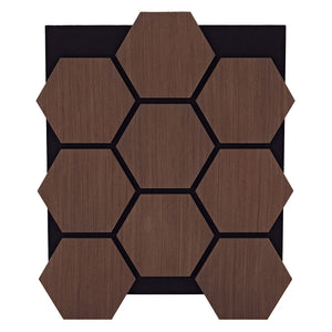 4er Set Akustikpaneele Wandpaneele Hexagon Wabe 76 x 62 cm Braun Walnuss Holz 3D