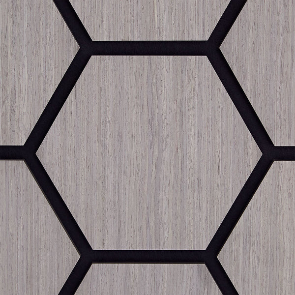 4er Set Akustikpaneele Wandpaneele Hexagon Wabe 76 x 62 cm Grau Holz 3D