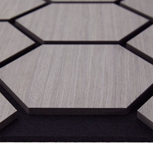 4er Set Akustikpaneele Wandpaneele Hexagon Wabe 76 x 62 cm Grau Holz 3D