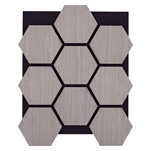 4er Set Akustikpaneele Wandpaneele Hexagon Wabe 76 x 62 cm Grau Holz 3D