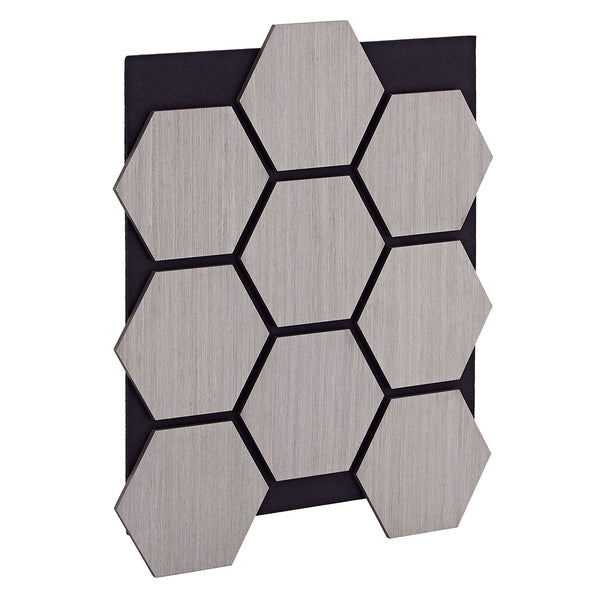4er Set Akustikpaneele Wandpaneele Hexagon Wabe 76 x 62 cm Grau Holz 3D