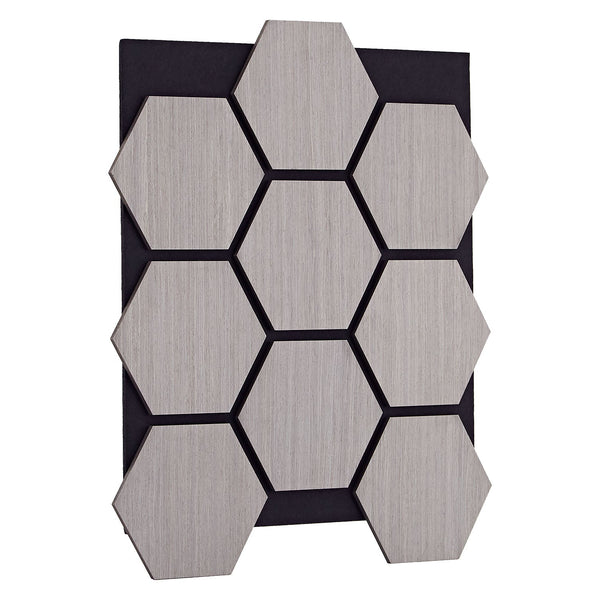 4er Set Akustikpaneele Wandpaneele Hexagon Wabe 76 x 62 cm Grau Holz 3D