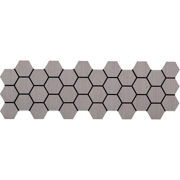 4er Set Akustikpaneele Wandpaneele Hexagon Wabe 76 x 62 cm Grau Holz 3D