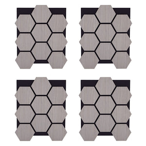 4er Set Akustikpaneele Wandpaneele Hexagon Wabe 76 x 62 cm Grau Holz 3D