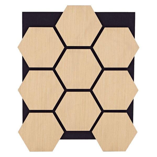 4er Set Akustikpaneele Wandpaneele Hexagon Wabe 76 x 62 cm Natur Eiche Holz 3D