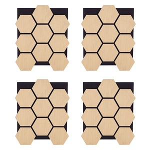 4er Set Akustikpaneele Wandpaneele Hexagon Wabe 76 x 62 cm Natur Eiche Holz 3D
