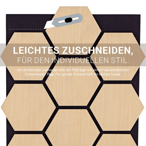 4er Set Akustikpaneele Wandpaneele Hexagon Wabe 76 x 62 cm Natur Eiche Holz 3D