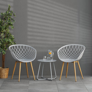 Gartenstuhl mit Armlehnen 4er Set Grau Balkonstühle Kunststoff