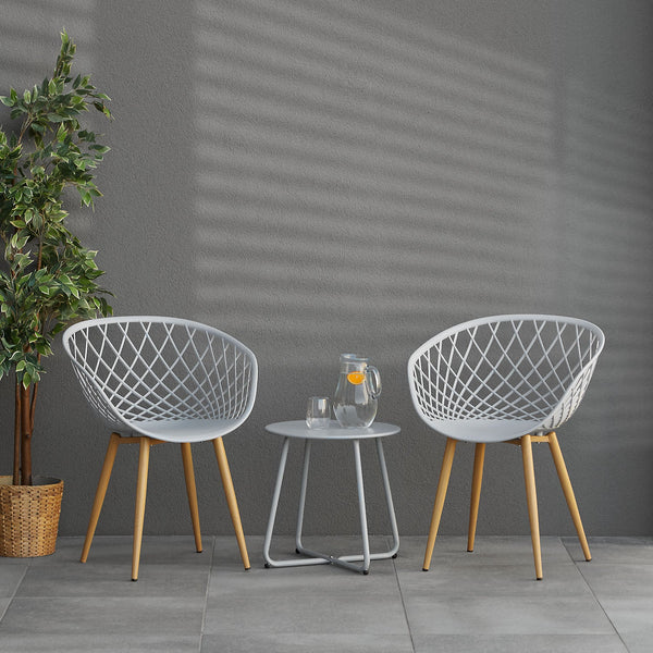 Gartenstuhl mit Armlehnen 6er Set Grau Balkonstühle