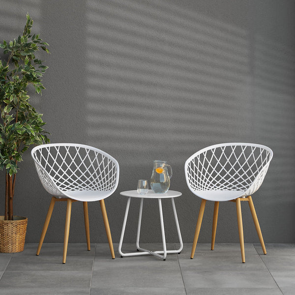 Gartenstuhl mit Armlehnen 6er Set Gartensessel Weiss Balkonstühle