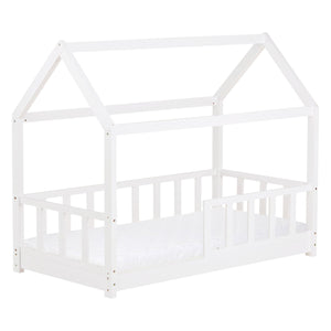 Kinderbett 80x160 cm mit Matratze Hausbett mit Rausfallschutz Montessori Lattenrost