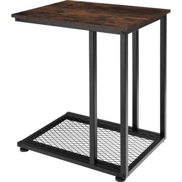 Eton Industrial side table, dark wood, rustic