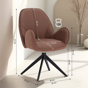 2x Polsterstuhl Bouclé Leder Braun | drehbar | mit Armlehnen | Küche Esszimmer Büro