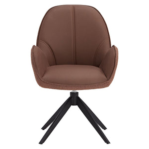 Polsterstuhl Bouclé Leder Braun | drehbar | mit Armlehnen | Küche Esszimmer Büro