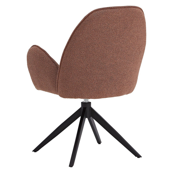 Polsterstuhl Bouclé Leder Braun | drehbar | mit Armlehnen | Küche Esszimmer Büro