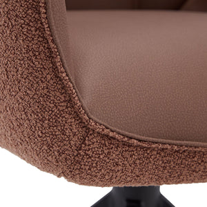 2x Polsterstuhl Bouclé Leder Braun | drehbar | mit Armlehnen | Küche Esszimmer Büro