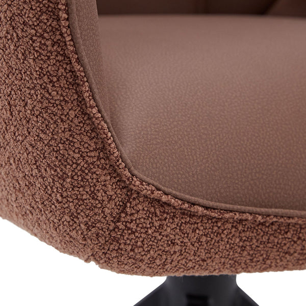 2x Polsterstuhl Bouclé Leder Braun | drehbar | mit Armlehnen | Küche Esszimmer Büro
