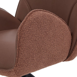 Polsterstuhl Bouclé Leder Braun | drehbar | mit Armlehnen | Küche Esszimmer Büro